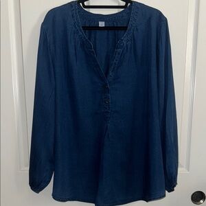 Old Navy Blue Ruffled Long Sleeve Blouse